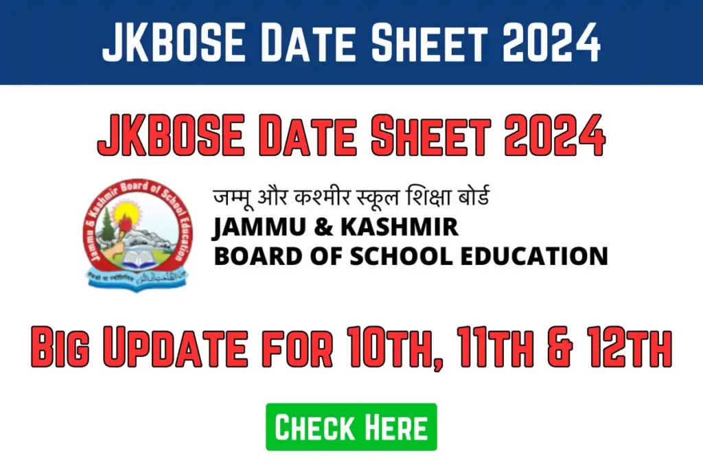 JKBOSE Date Sheet 2024