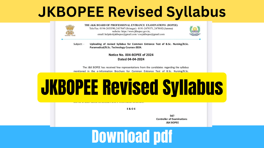 JKBOPEE Revised Syllabus