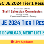 SSC JE 2024 Tier 1 Result