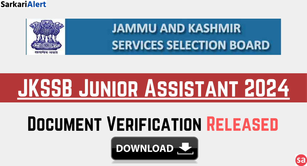 JKSSB Junior Assistant 2024 Document Verification